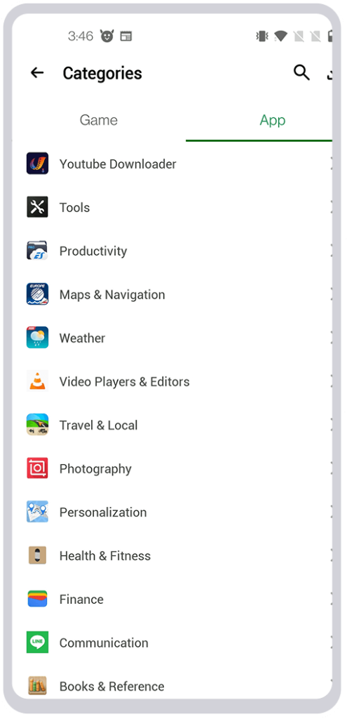 HappyMod Pro APK catalog screen showing a large library of modded apps and games organized by categories for quick browsing.
